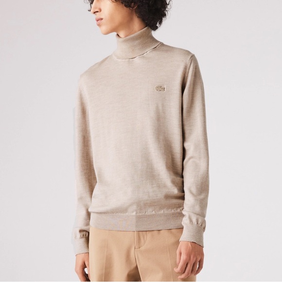 MEN'S LACOSTE TURTLENECK MERINO WOOL SWEATER - Picture 1 of 6